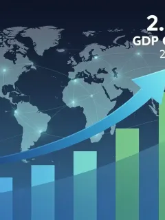 Graph showing US GDP growth forecast reaching 2.8% by 2026, amidst global economic trends.