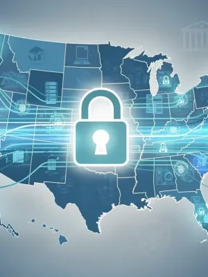 Secure network with federal cybersecurity regulations impacting US businesses.