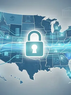 Secure network with federal cybersecurity regulations impacting US businesses.